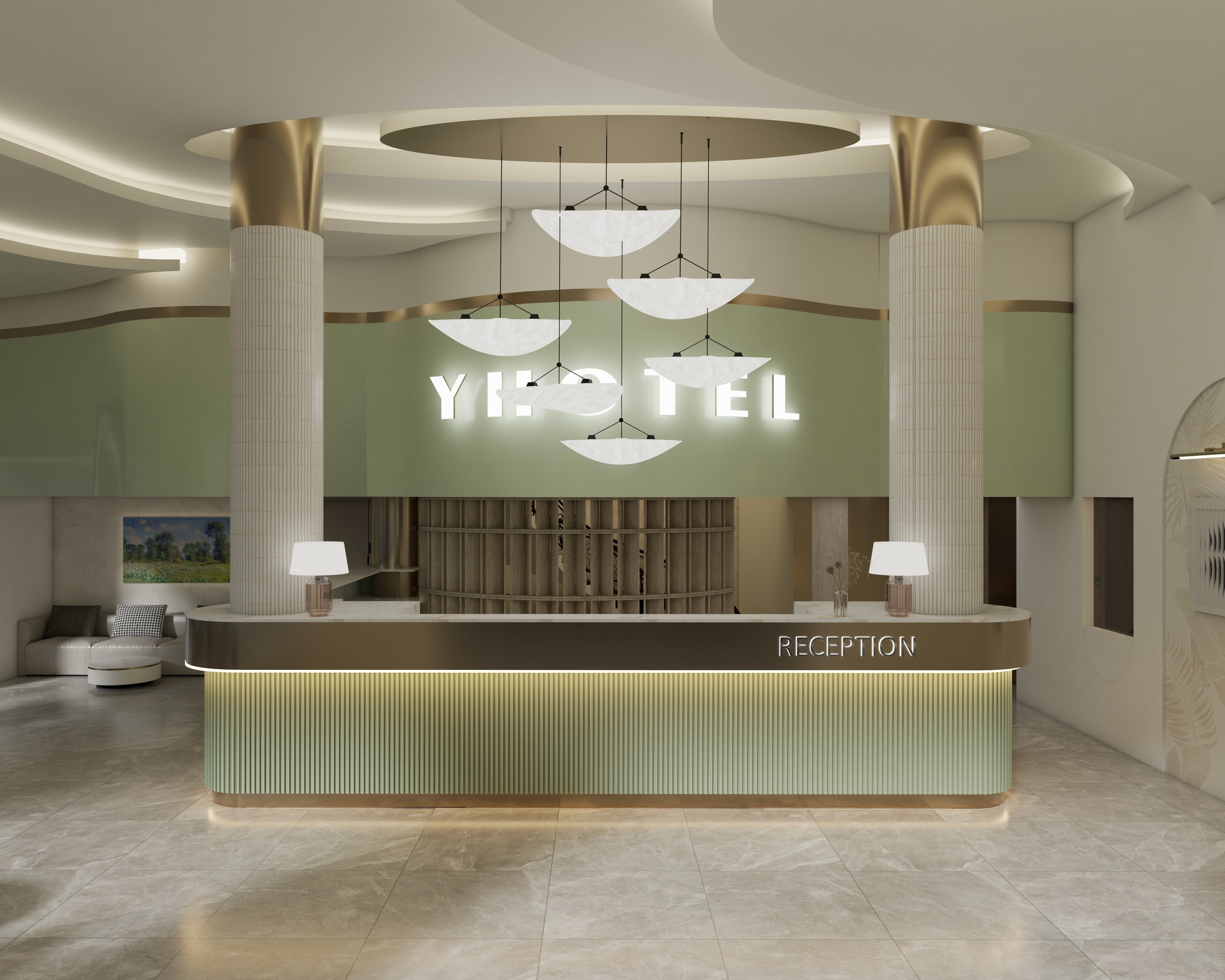 Khu vực lễ tân Y Hotel - Reception sang trọng